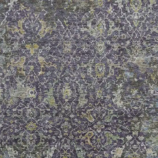 Plum And Gray Damask Washable Indoor Outdoor Area Rug Photo 4