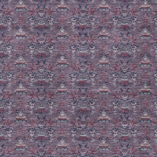 Plum And Gray Floral Washable Indoor Outdoor Area Rug Photo 5