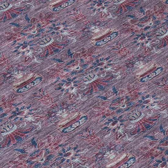 Plum And Gray Floral Washable Indoor Outdoor Area Rug Photo 8