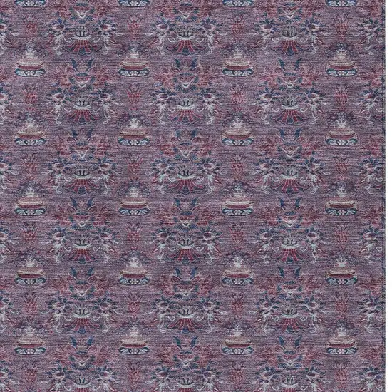Plum And Gray Floral Washable Indoor Outdoor Area Rug Photo 3