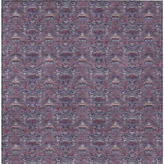 Plum And Gray Floral Washable Indoor Outdoor Area Rug Photo 6
