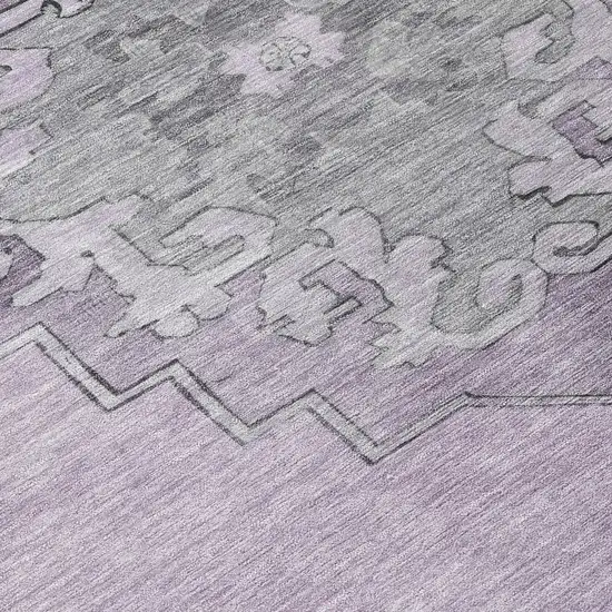 Plum And Gray Geometric Washable Indoor Outdoor Area Rug Photo 7