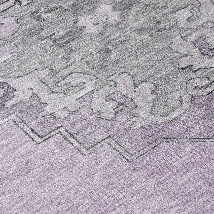 Plum And Gray Geometric Washable Indoor Outdoor Area Rug Photo 7