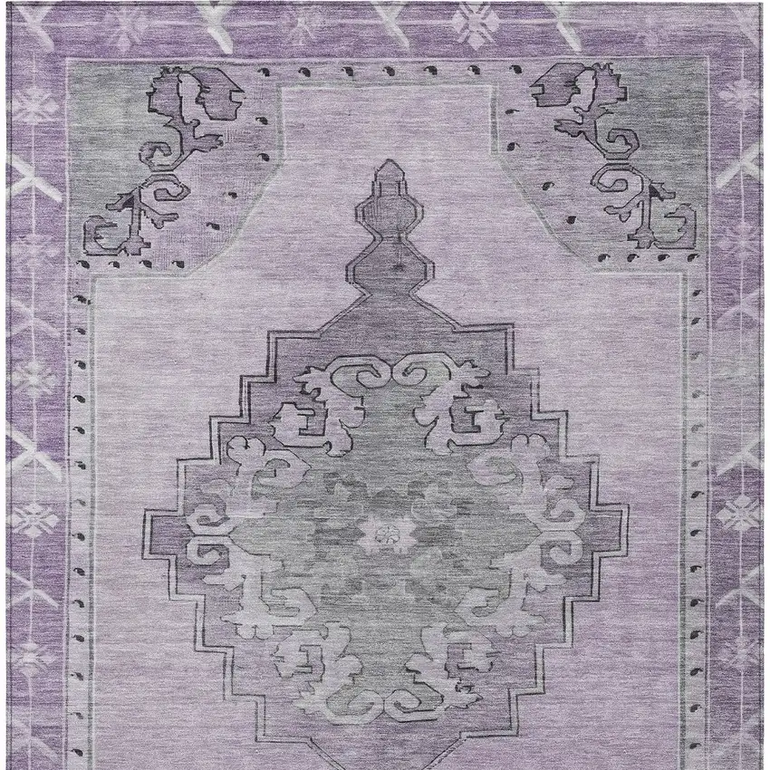 Plum And Gray Geometric Washable Indoor Outdoor Area Rug Photo 5