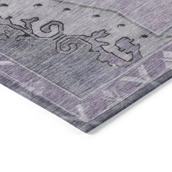 Plum And Gray Geometric Washable Indoor Outdoor Area Rug Photo 3