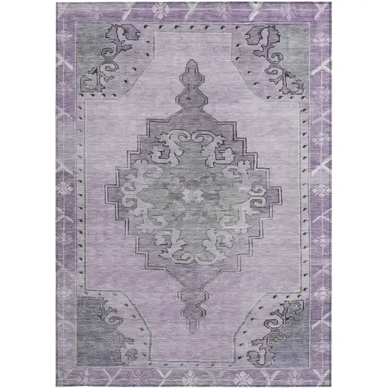 Plum And Gray Geometric Washable Indoor Outdoor Area Rug Photo 5