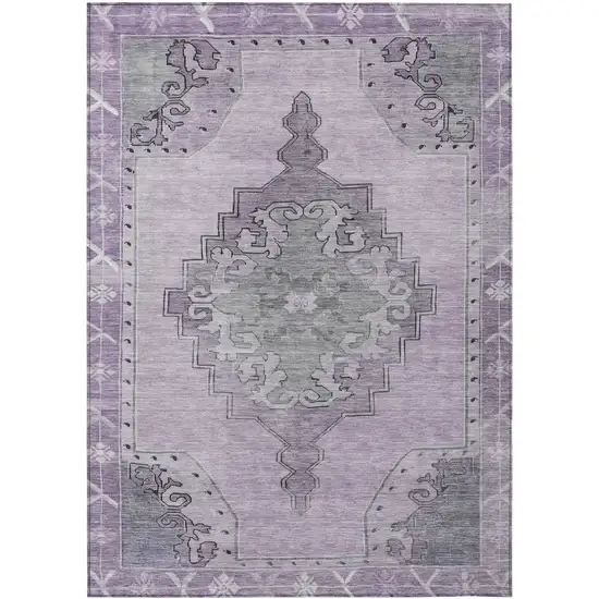 Plum And Gray Geometric Washable Indoor Outdoor Area Rug Photo 1