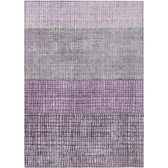 Plum And Gray Geometric Washable Indoor Outdoor Area Rug Photo 1