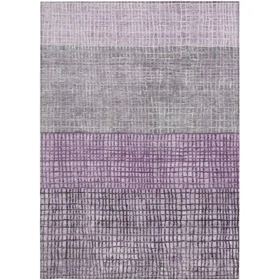 Plum And Gray Geometric Washable Indoor Outdoor Area Rug Photo 4