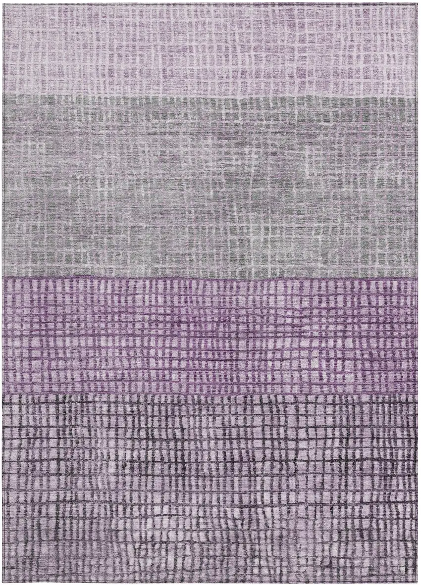 Plum And Gray Geometric Washable Indoor Outdoor Area Rug Photo 4