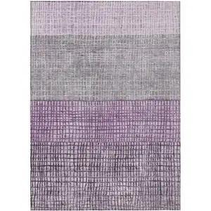 Photo of Plum And Gray Geometric Washable Indoor Outdoor Area Rug