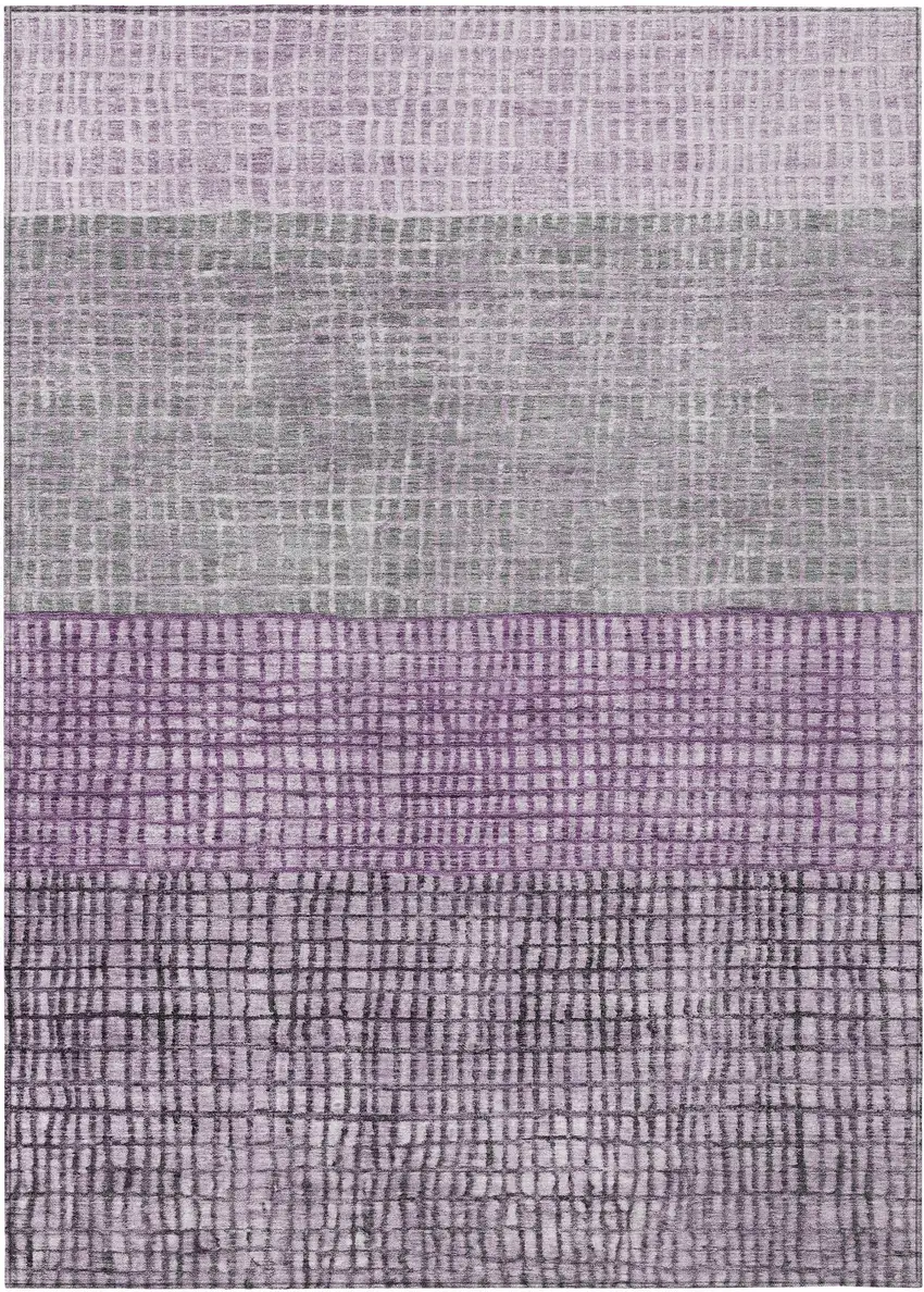 Plum And Gray Geometric Washable Indoor Outdoor Area Rug Photo 1