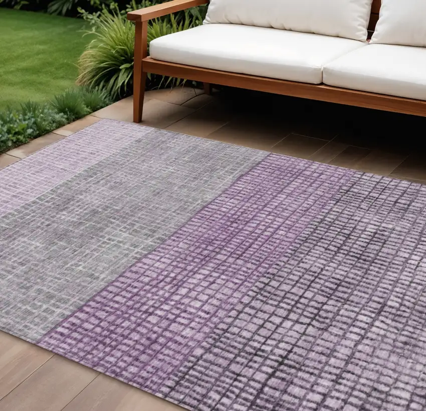 Plum And Gray Geometric Washable Indoor Outdoor Area Rug Photo 2