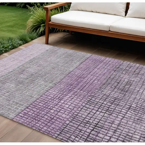 Plum And Gray Geometric Washable Indoor Outdoor Area Rug Photo 2