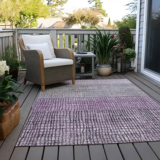 Plum And Gray Geometric Washable Indoor Outdoor Area Rug Photo 8
