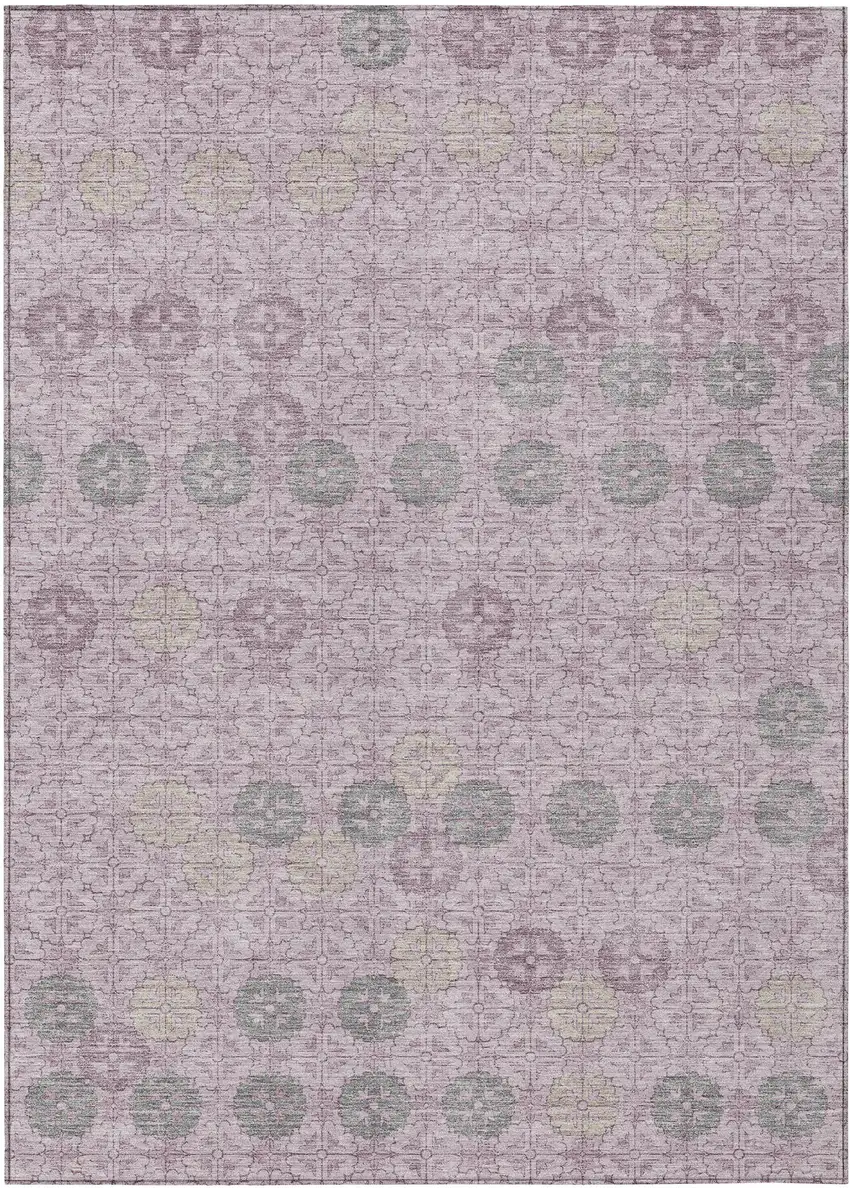 Plum And Gray Geometric Washable Indoor Outdoor Area Rug Photo 1