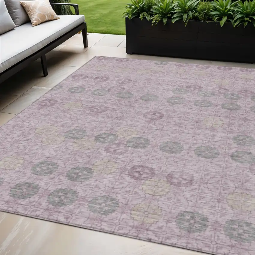 Plum And Gray Geometric Washable Indoor Outdoor Area Rug Photo 2