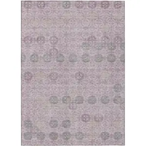 Photo of Plum And Gray Geometric Washable Indoor Outdoor Area Rug
