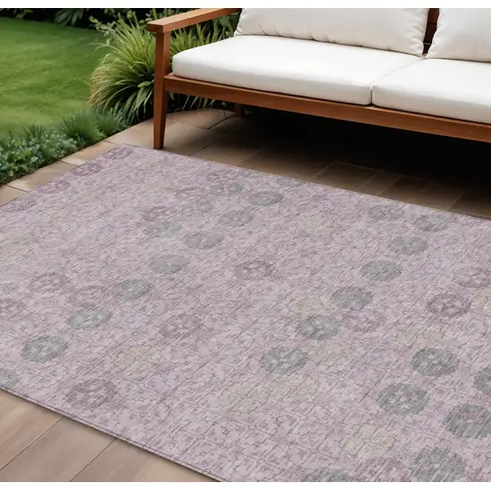 Plum And Gray Geometric Washable Indoor Outdoor Area Rug Photo 2