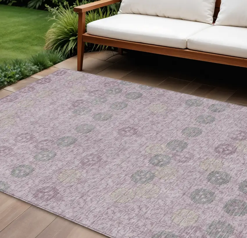 Plum And Gray Geometric Washable Indoor Outdoor Area Rug Photo 2