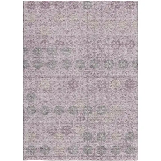 Plum And Gray Geometric Washable Indoor Outdoor Area Rug Photo 4