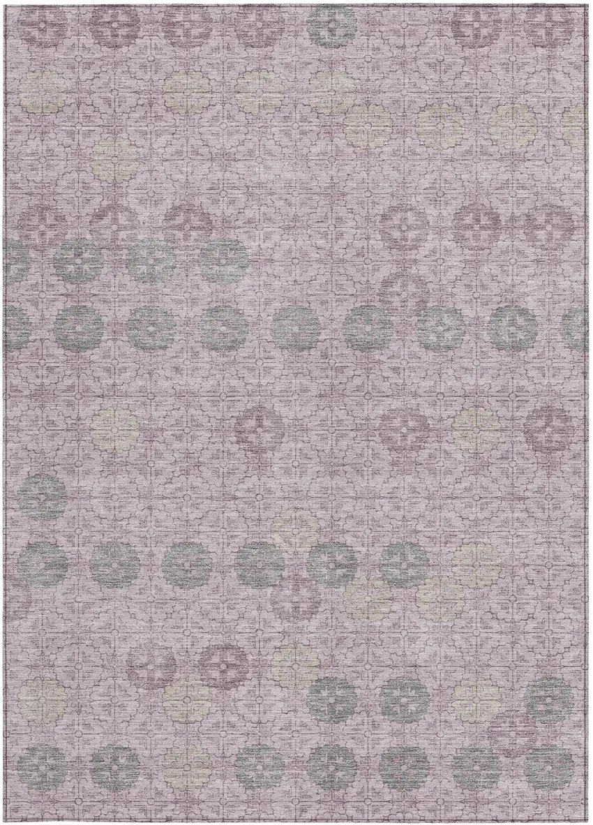 Plum And Gray Geometric Washable Indoor Outdoor Area Rug Photo 4