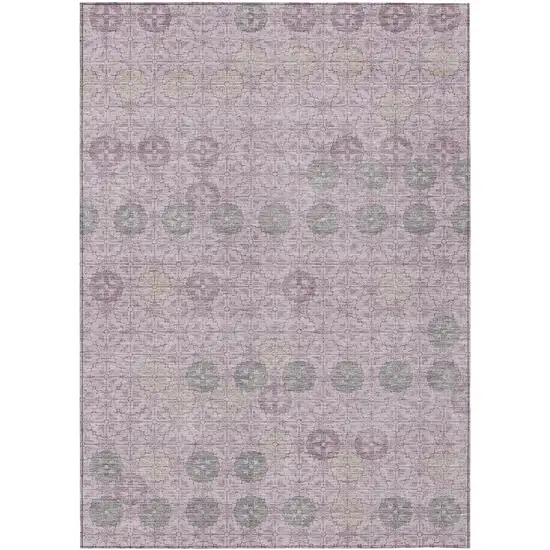Plum And Gray Geometric Washable Indoor Outdoor Area Rug Photo 1