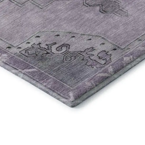 Plum And Gray Oriental Washable Area Rug With UV Protection Photo 7