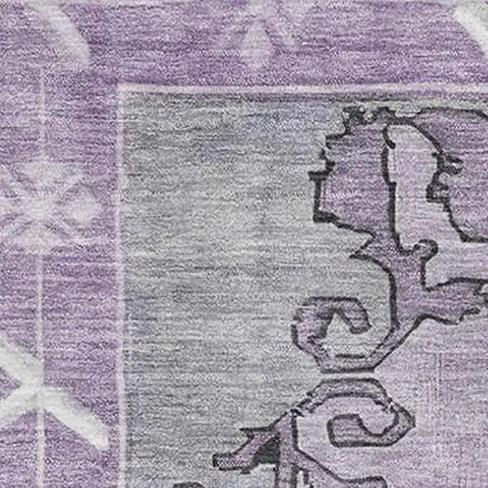 Plum And Gray Oriental Washable Area Rug With UV Protection Photo 2