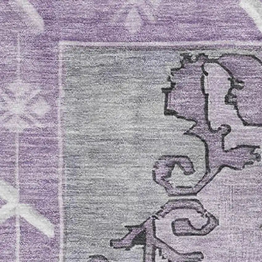 Plum And Gray Oriental Washable Area Rug With UV Protection Photo 2