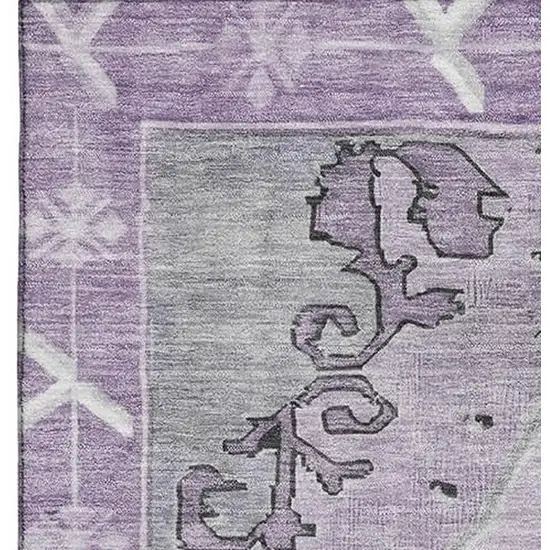 Plum And Gray Oriental Washable Area Rug With UV Protection Photo 2