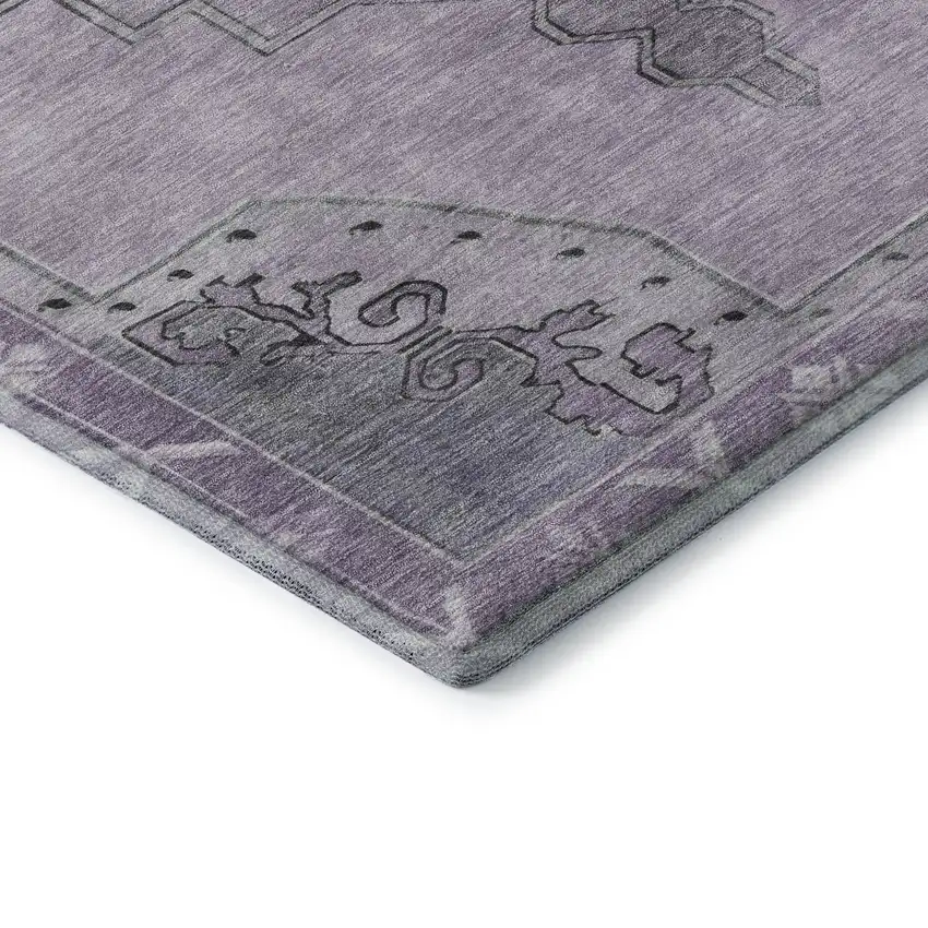 Plum And Gray Oriental Washable Area Rug With UV Protection Photo 7