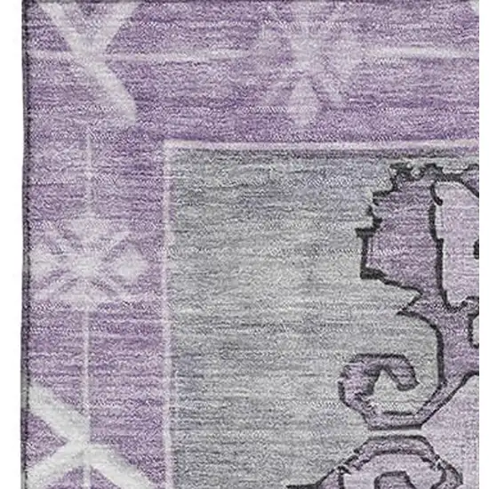Plum And Gray Oriental Washable Area Rug With UV Protection Photo 2