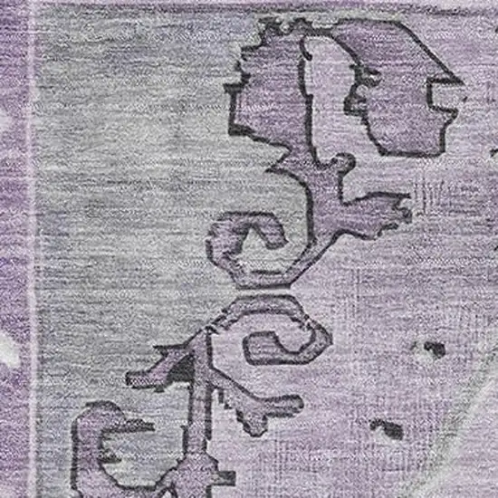 Plum And Gray Oriental Washable Area Rug With UV Protection Photo 2