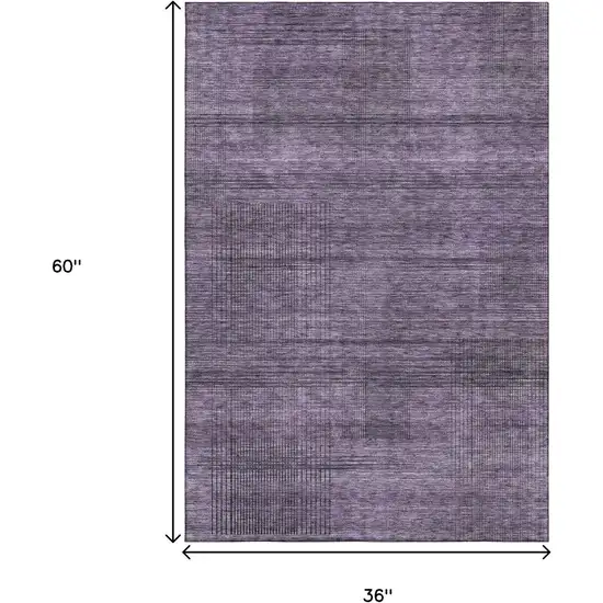 Plum And Gray Striped Washable Area Rug With UV Protection Photo 3