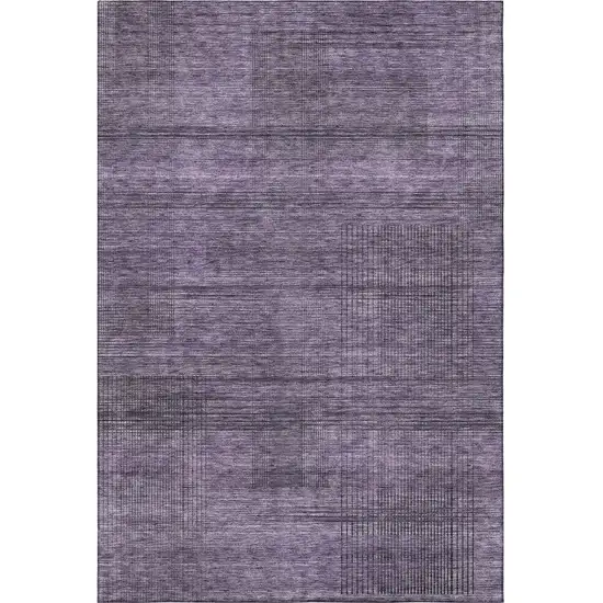 Plum And Gray Striped Washable Area Rug With UV Protection Photo 4