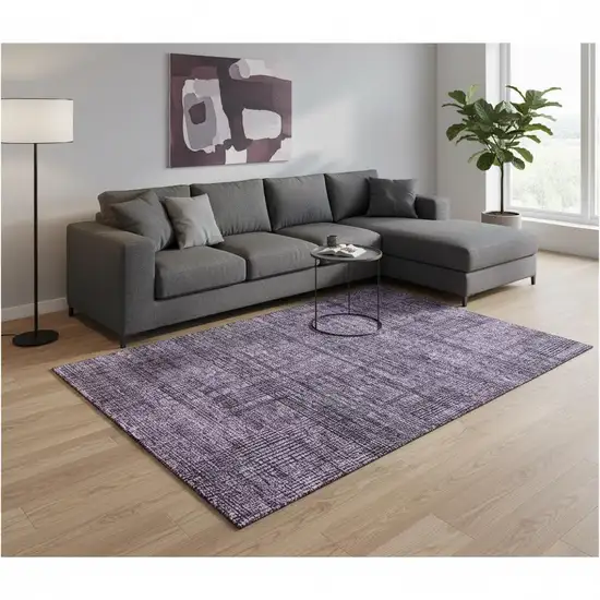 Plum And Gray Striped Washable Area Rug With UV Protection Photo 2