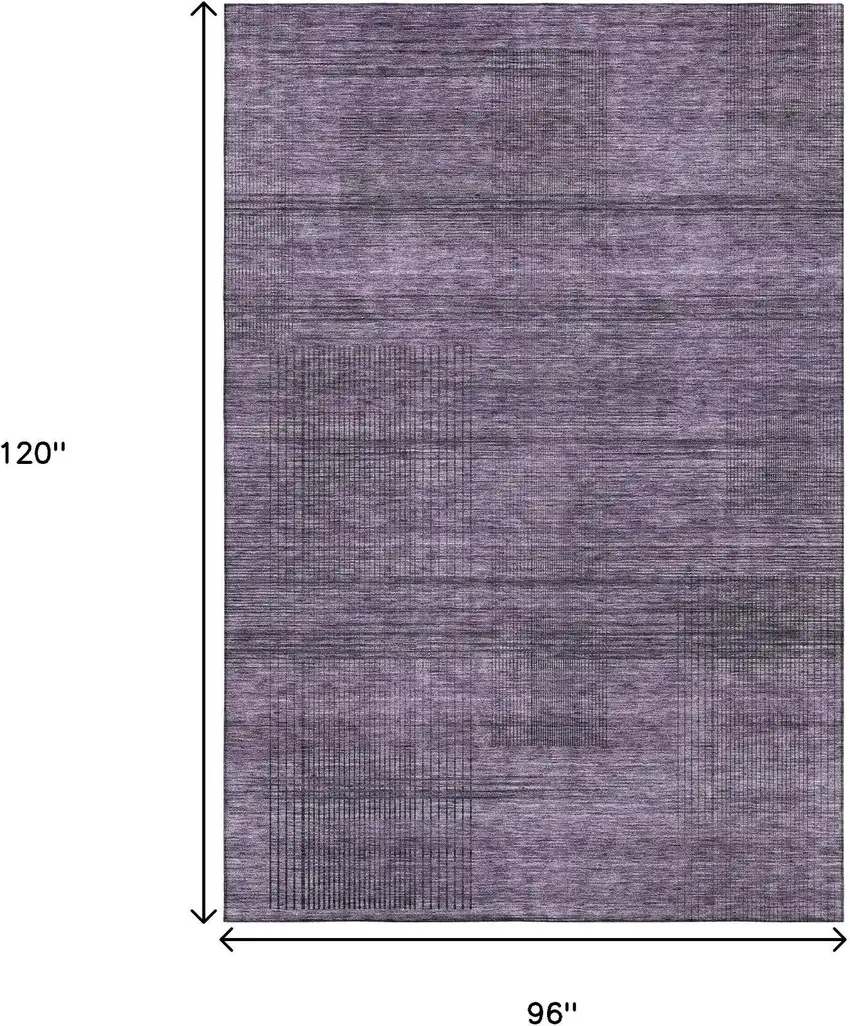 Plum And Gray Striped Washable Area Rug With UV Protection Photo 3