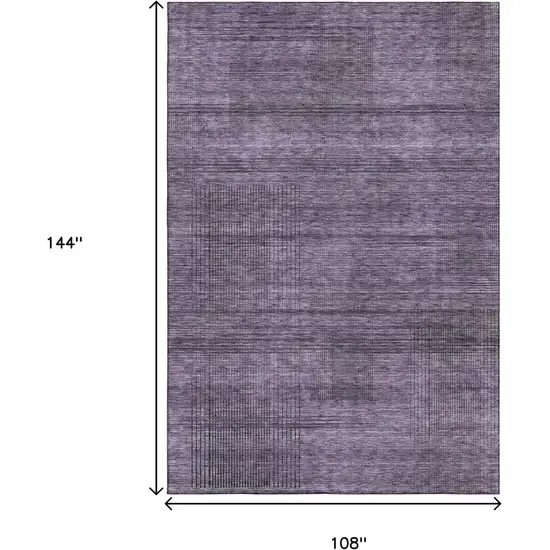Plum And Gray Striped Washable Area Rug With UV Protection Photo 3