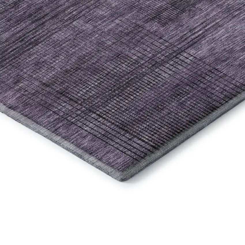 Plum And Gray Striped Washable Area Rug With UV Protection Photo 7
