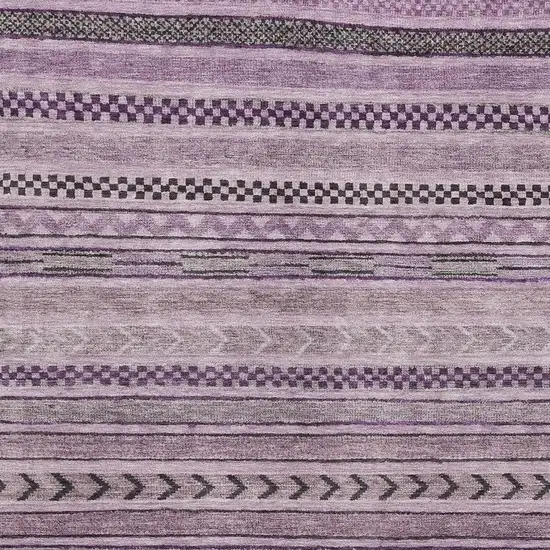 Plum And Gray Striped Washable Area Rug With UV Protection Photo 2