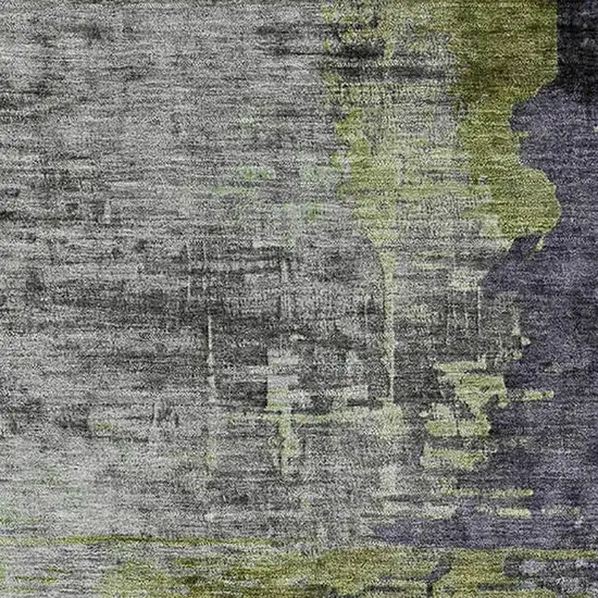 Plum And Green Abstract Washable Area Rug With UV Protection Photo 3