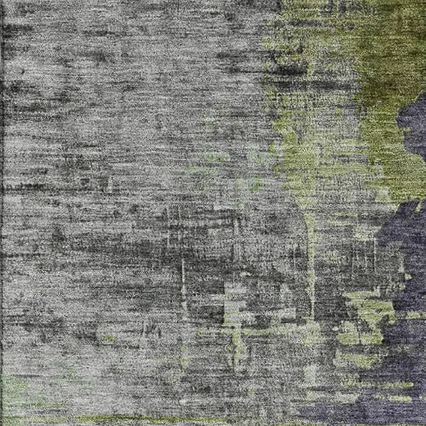 Plum And Green Abstract Washable Area Rug With UV Protection Photo 3