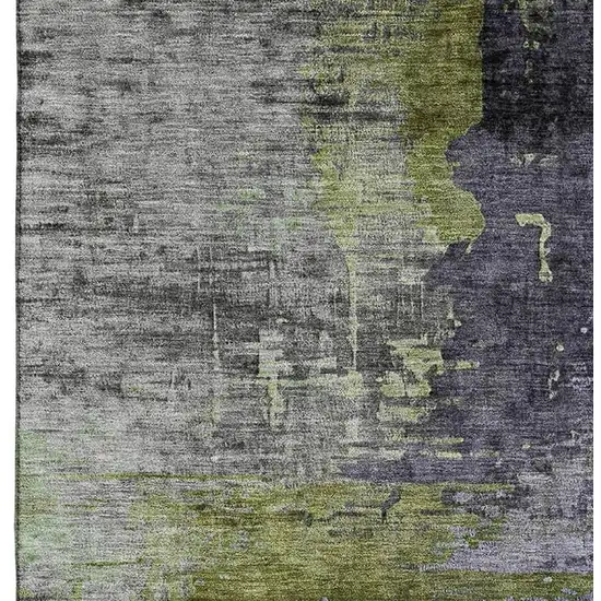Plum And Green Abstract Washable Area Rug With UV Protection Photo 3