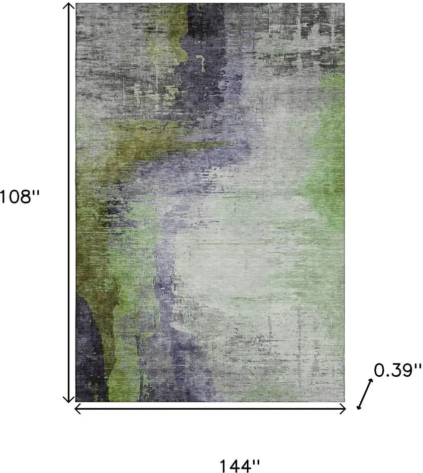 Plum And Green Abstract Washable Area Rug With UV Protection Photo 9