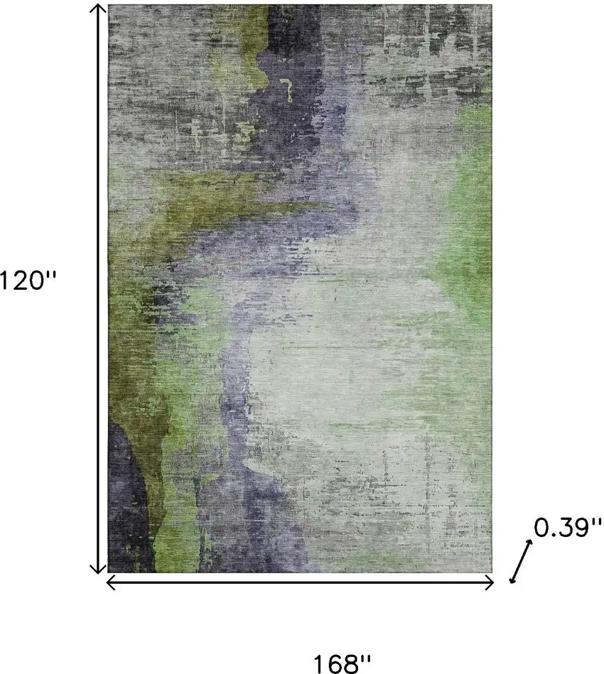 Plum And Green Abstract Washable Area Rug With UV Protection Photo 9