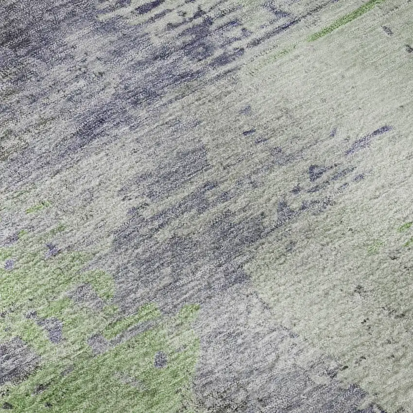 Plum And Green Abstract Washable Area Rug With UV Protection Photo 8