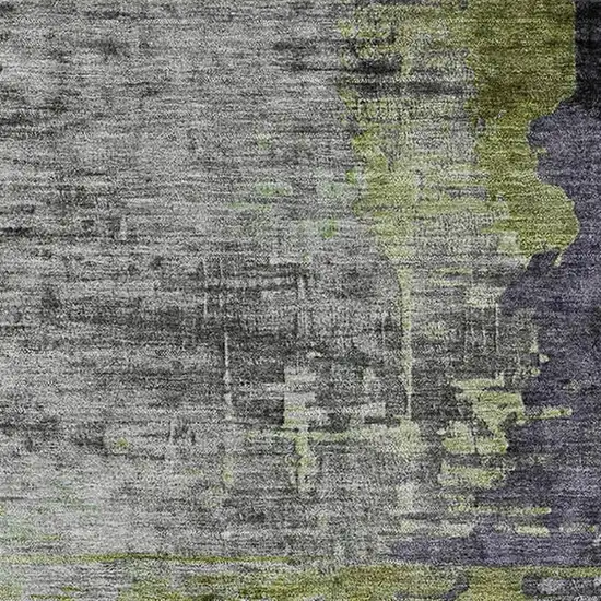 Plum And Green Abstract Washable Area Rug With UV Protection Photo 3