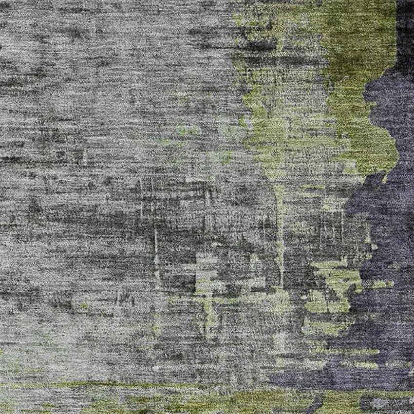 Plum And Green Abstract Washable Area Rug With UV Protection Photo 3