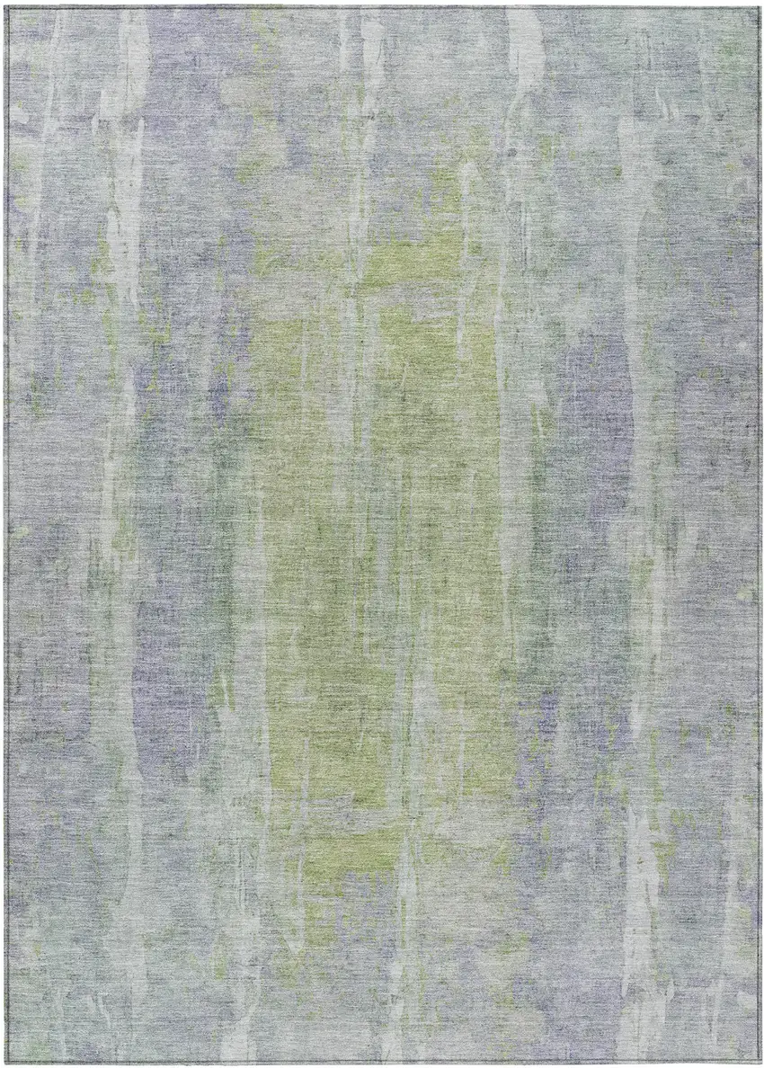 Plum And Green Abstract Washable Indoor Outdoor Area Rug Photo 2